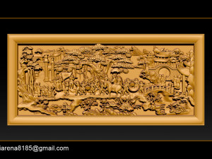 mural landscape wood carving file stl obj and ztl for cnc 3D Print Model