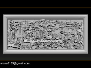mural landscape wood carving file stl obj and ztl for cnc 3D Print Model