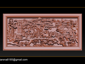 mural landscape wood carving file stl obj and ztl for cnc 3D Print Model