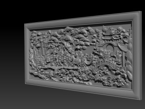 mural landscape wood carving file stl obj and ztl for cnc 3D Print Model