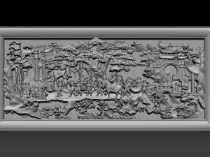 mural landscape wood carving file stl obj and ztl for cnc 3D Print Model