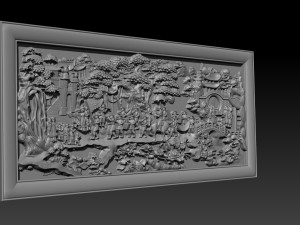 mural landscape wood carving file stl obj and ztl for cnc 3D Print Model