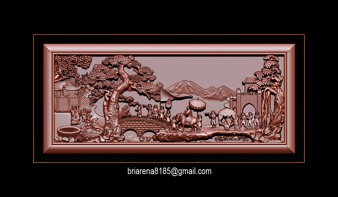 mural landscape wood carving file stl obj and ztl for cnc 3D Print Model .c4d .max .obj .3ds .fbx .stl .blend 