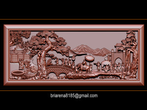 mural landscape wood carving file stl obj and ztl for cnc 3D 프린트 모델