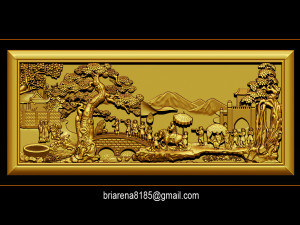 mural landscape wood carving file stl obj and ztl for cnc 3D Принт Модель