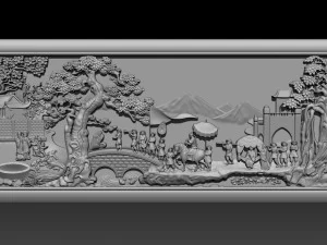 mural landscape wood carving file stl obj and ztl for cnc 3D Print Model
