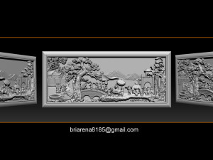 mural landscape wood carving file stl obj and ztl for cnc 3D Принт Модель