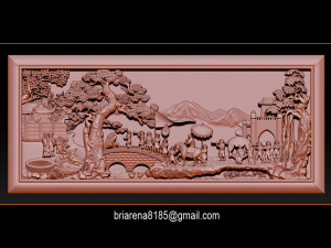 mural landscape wood carving file stl obj and ztl for cnc 3D Принт Модель