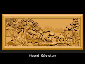mural landscape wood carving file stl obj and ztl for cnc 3D Принт Модель