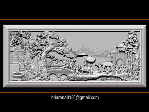 mural landscape wood carving file stl obj and ztl for cnc 3D Принт Модель