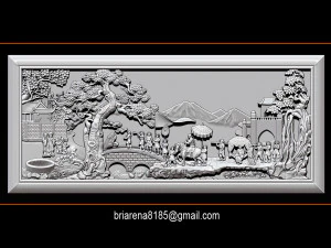 mural landscape wood carving file stl obj and ztl for cnc 3D Print Model