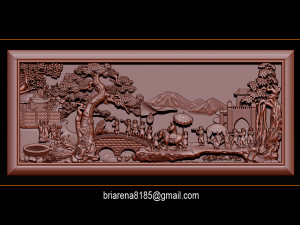 mural landscape wood carving file stl obj and ztl for cnc 3D Принт Модель