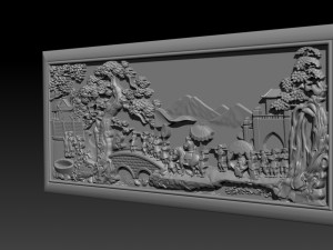 mural landscape wood carving file stl obj and ztl for cnc 3D Принт Модель