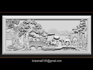 mural landscape wood carving file stl obj and ztl for cnc 3D Принт Модель