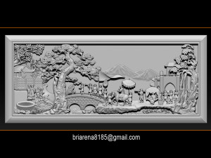 mural landscape wood carving file stl obj and ztl for cnc 3D Принт Модель