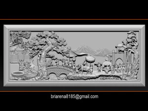 mural landscape wood carving file stl obj and ztl for cnc 3D Print Model