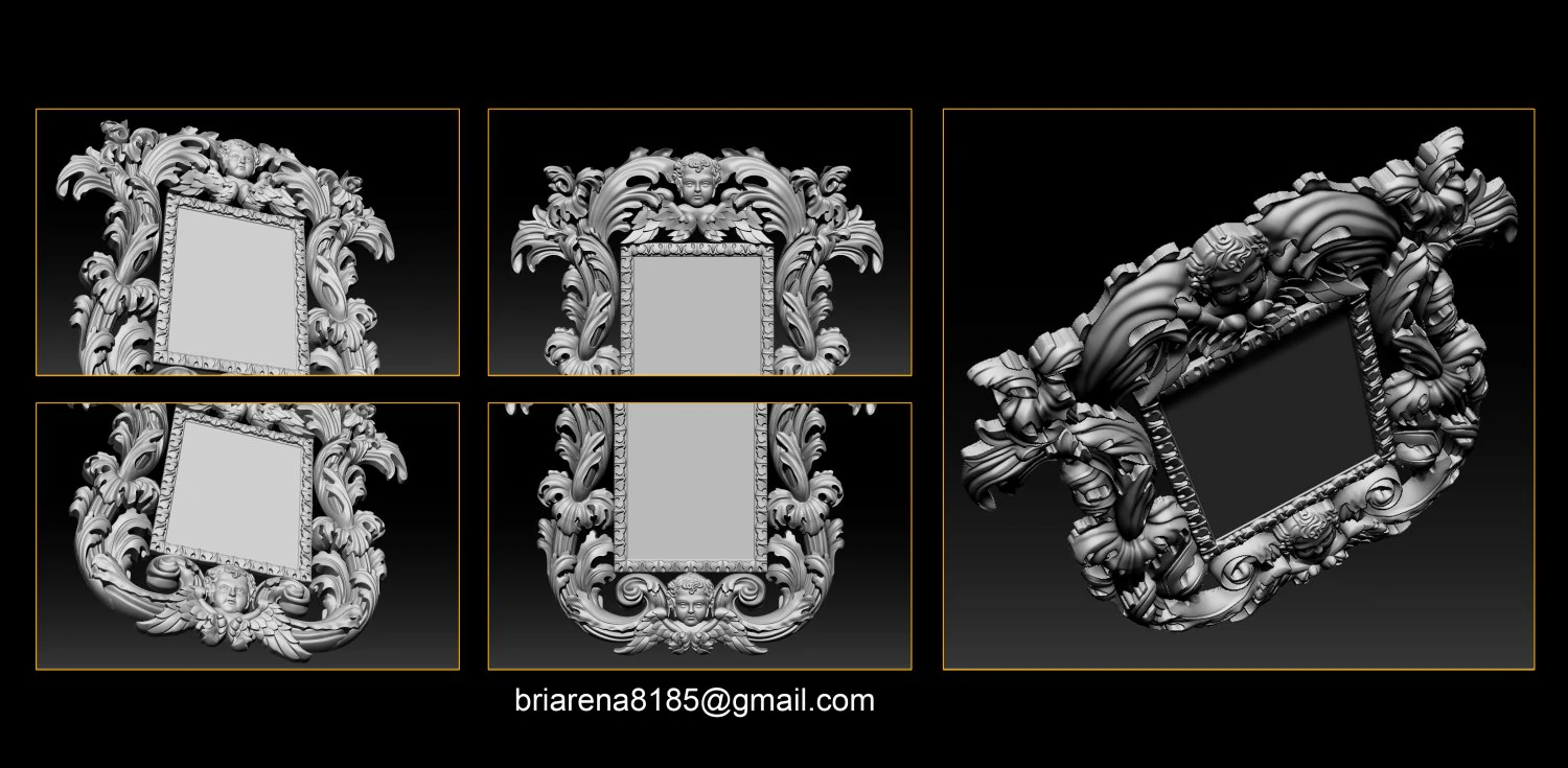 mirror classical carved frame 3D Print Model .c4d .max .obj .3ds .fbx .stl .blend