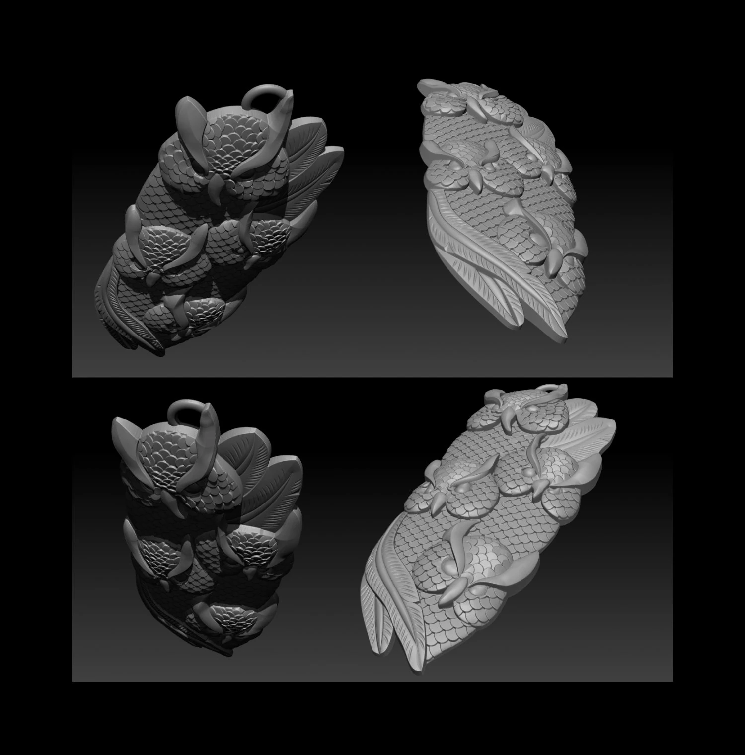 owl pendant jewelry 3D Print Model .c4d .max .obj .3ds .fbx .stl .blend