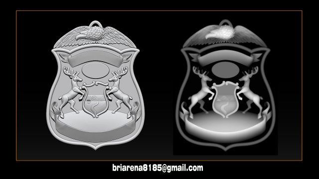 police badge pendant - michigan state police 3D 프린트 모델 .c4d .max .obj .3ds .fbx .stl .blend 