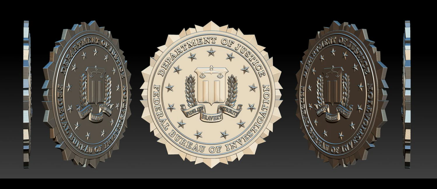 fbi seal - 3d badges 3D Print Model .c4d .max .obj .3ds .fbx .stl .blend