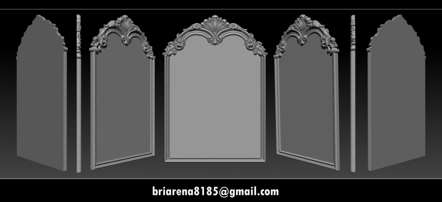 mirror classical carved frame 3D Print Model .c4d .max .obj .3ds .fbx .stl .blend