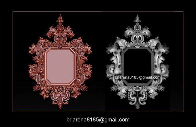 mirror classical carved frame 3Dプリントモデル .c4d .max .obj .3ds .fbx .stl .blend 
