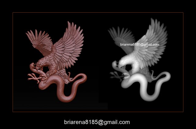 eagle and snake pendant jewelry Modello di stampa 3D .c4d .max .obj .3ds .fbx .stl .blend 