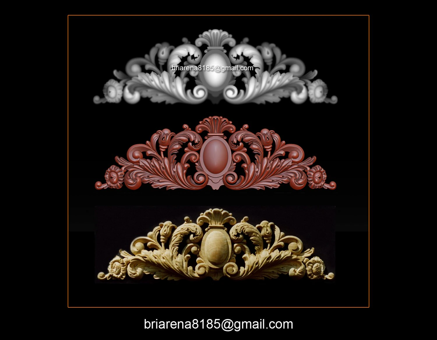 baroque ornaments model 3D Print Model .c4d .max .obj .3ds .fbx .stl .blend 