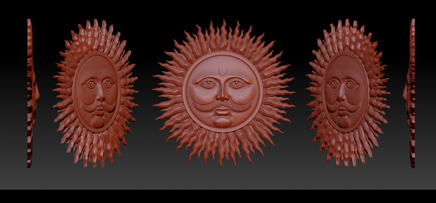 sun bas-relief 3d print 3D Print Model in Pendants