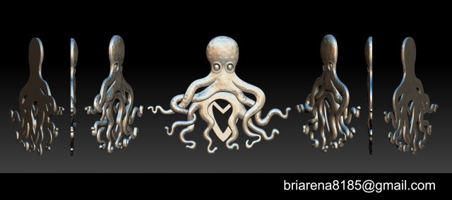 octopus pendant 3d print model 3D 프린트 모델 .c4d .max .obj .3ds .fbx .stl .blend 