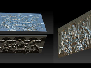 Cnc 3d relief model stl for router 3 axis - the last supper 3D Print Model