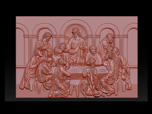 Cnc 3d relief model stl for router 3 axis - the last supper 3D Print Model