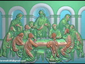 Cnc 3d relief model stl for router 3 axis - the last supper 3D Print Model