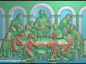 Cnc 3d relief model stl for router 3 axis - the last supper 3D Print Model