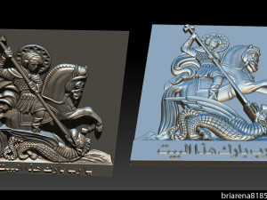 cnc 3d relief model stl for router 3 axis - saint george killing dragon 3D 프린트 모델