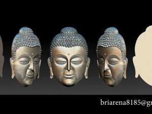liontin wajah buddha Model Cetak 3D