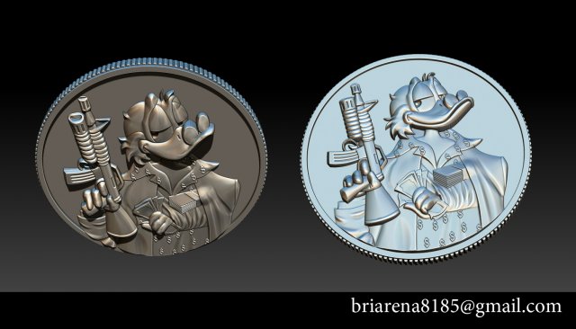 donald duck coin 3D Принт Модель .c4d .max .obj .3ds .fbx .stl .blend