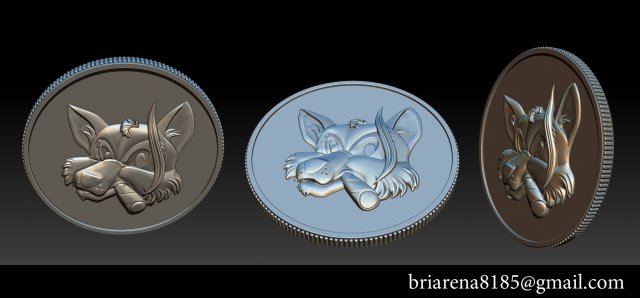 smoking fox - coin 3D Print Model .c4d .max .obj .3ds .fbx .stl .blend