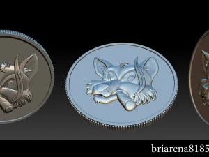 raposa fumante - moeda Modelo de Impressão 3D