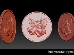 喫煙キツネ - コイン 3Dプリントモデル