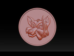 喫煙キツネ - コイン 3Dプリントモデル