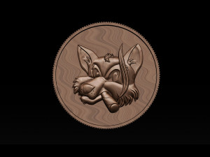 smoking fox - coin 3D Print Model