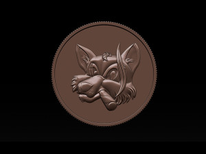 smoking fox - coin 3D Print Model