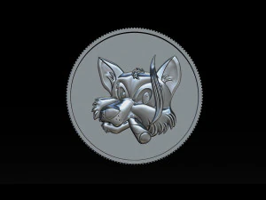 喫煙キツネ - コイン 3Dプリントモデル