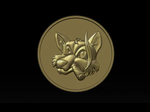 喫煙キツネ - コイン 3Dプリントモデル