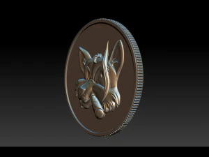喫煙キツネ - コイン 3Dプリントモデル
