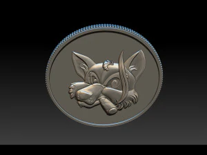 喫煙キツネ - コイン 3Dプリントモデル