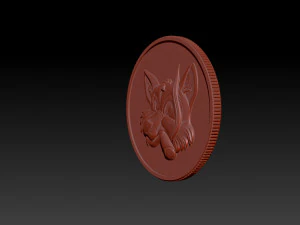 喫煙キツネ - コイン 3Dプリントモデル