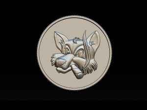 smoking fox - coin 3D Print Model