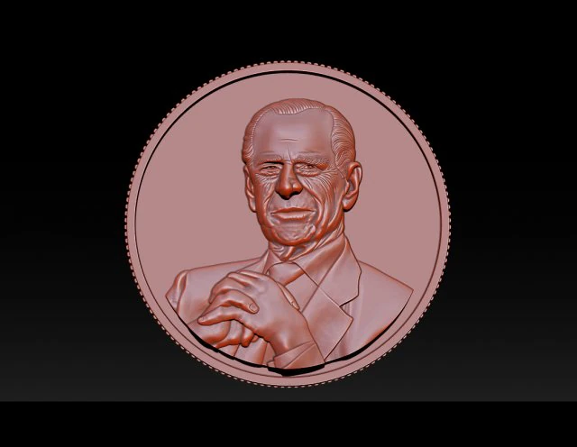 prince philip - coin 3D Print Model .c4d .max .obj .3ds .fbx .stl .blend